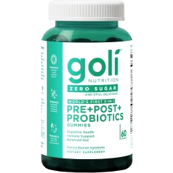 Goli Zero Sugar Pre Pro Postbiotic Gummies - Worlds First 3-in-1 with DE111, XOS, MCC1849 - No Sugar Alcohols - Vegan, Keto-Friendly, Non-GMO