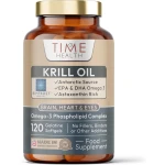 Time Health RIMFROST® Antarctic Krill Oil – Ultra Rich Omega-3 with DHA, EPA Phospholipids & Astaxanthin – Fast Absorption – No Aftertaste – 120 Softgel Capsules - Time health