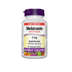 Webber Naturals Melatonin 5 mg, Sleep Support Supplement, Fast-Dissolve Sublingual Tablets, Fall Asleep Faster & Improve Sleep Quality, Non-GMO & Vegetarian