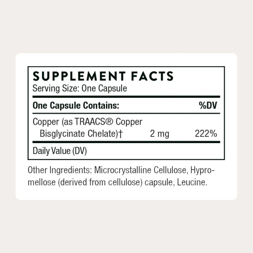 THORNE Copper Bisglycinate – Highly Absorbable Chelated Copper Supplement – Supports Bone, Heart, Blood Vessel, Nerve & Skin Health - Thorne - Image 3