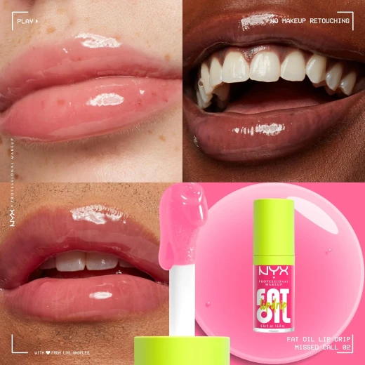 مستحضر شفاه NYX Professional Makeup Fat Oil Lip Drip – ملمع شفاه ملون نباتي، مرطب ولامع، غير لاصق، ترطيب يدوم 12 ساعة مع سكوالين وزيوت التوت والتوت البري - ان واي اكس - Image 2