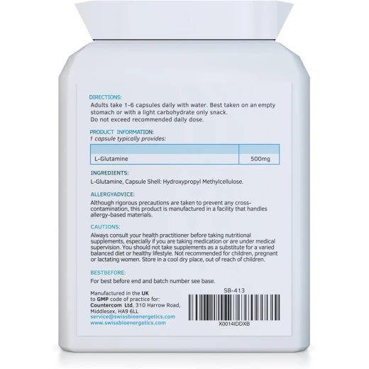 L-Glutamine 500mg – 90 Capsules – Pure Amino Acid Supplement with No Fillers or Binders – Vegan & Vegetarian Friendly - Swiss bioenergetics - Image 2