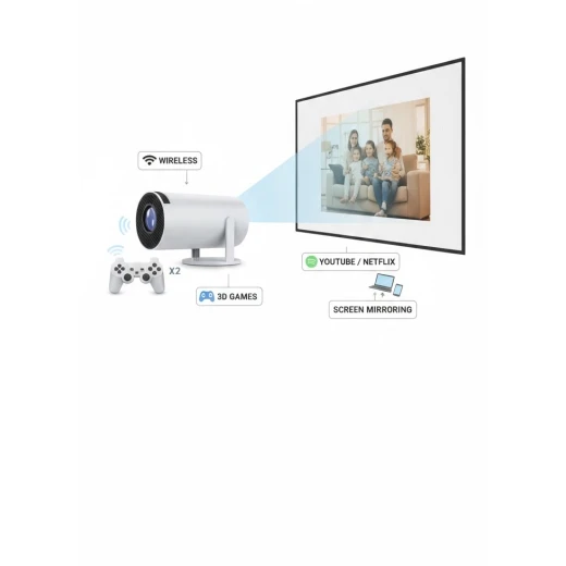 بروجكتر ألعاب لاسلكي 2×1 مع أذرع تحكم – يدعم 4K وWiFi بروجكتر ألعاب لاسلكي 2×1 مع أذرع تحكم – يدعم 4K وWiFi