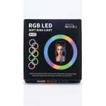 رينج لايت RGB LED موديل MJ33 مع حامل موبايل وقاعدة مكتبية – إضاءة متعددة الألوان بتحكم سهل USB مثالية للتصوير والبث المباشر والمكياج والدراسة - مايا