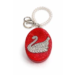 Luxury Rhinestone Compact Mirror Keychain