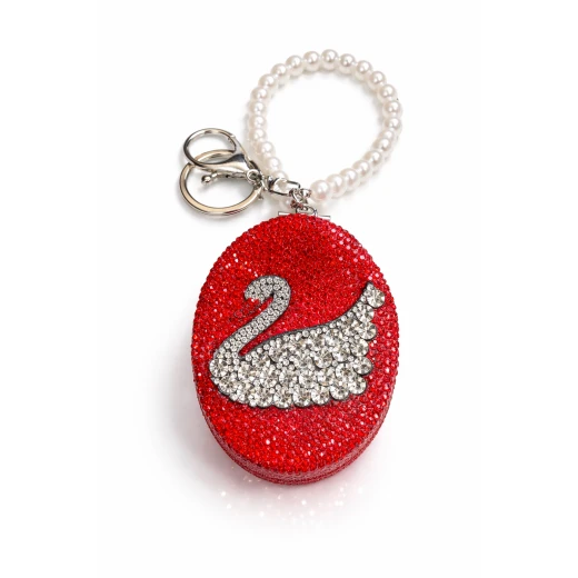 Luxury Rhinestone Compact Mirror Keychain