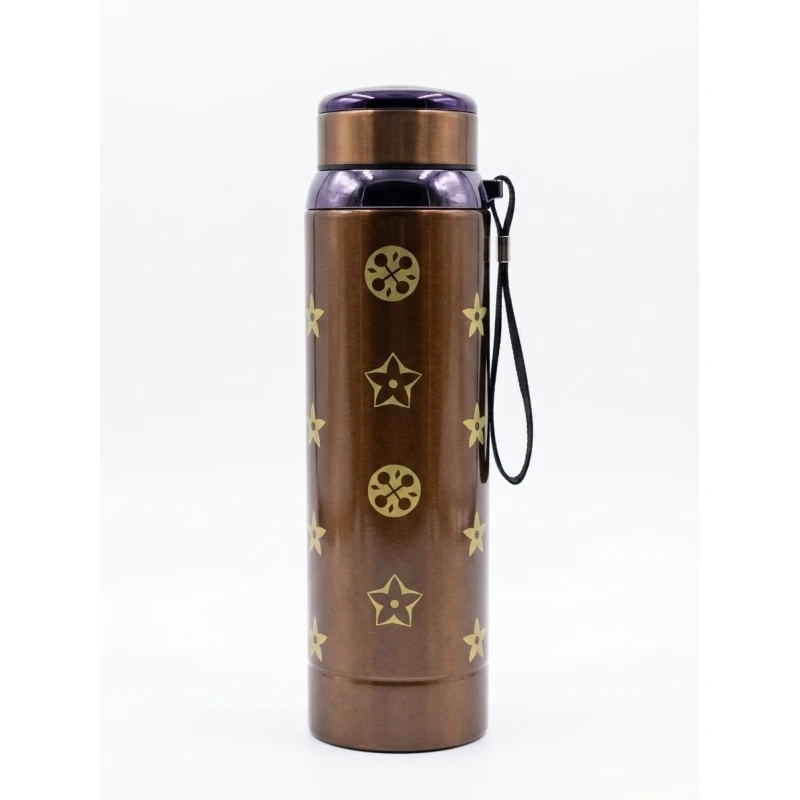 Insulated Stainless Steel Vacuum Flask Water Bottle with Leakproof Lid and Carry Strap Large Capacity Thermal Tumbler for Coffee Tea Cold Drinks Travel Office Gym Daily Use Available in Brown and Black - Maya