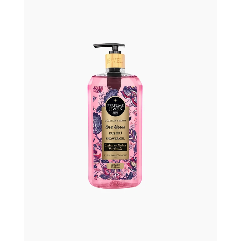 Perfume Jewels Shower Gel Love Kisses 750ml – Luxurious and Fragrant, Gently Cleanses and Moisturizes Skin, Leaves a Long-Lasting Sweet Scent, Ideal for Daily Use, Perfect for a Refreshing Shower Experience - Eyüp Sabri Tuncer