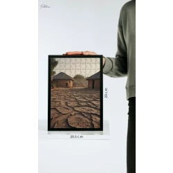 Folklore 120-Piece Puzzle, “African Huts” Watercolor Art, 20.5 x 29 cm Jigsaw for Adults & Kids, Cultural Landscape Series
