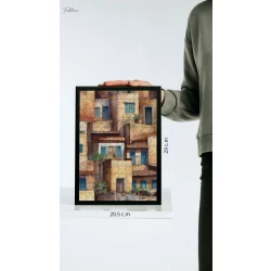 Folklore 120-Piece Puzzle, Folklore Old Houses in Stair Formation, Watercolor Art, 20.5 x 29 cm Jigsaw for Adults & Kids