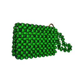 Handcrafted Acrylic Beaded Credit Card Holder Durable & Stylish with Gold Hardware and Beaded Chain Compact Wallet for Women Elegant Handmade Design