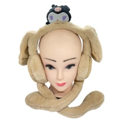 Kids’ winter bunny-style ear warmer with a plush head charm, warm and adorable in a soft beige tone.