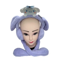 Kids’ winter bunny-style ear warmer with a plush head charm, warm and adorable in a soft mauve shade.