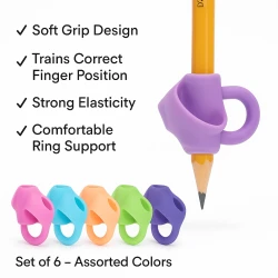 Ergonomic Pencil Grip Trainer – Soft Silicone Writing Aid for Kids  (6 Pcs)