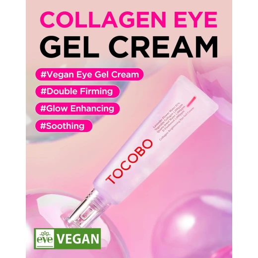 TOCOBO Collagen Brightening Eye Gel Cream 30ml – Hydrating and Brightening Eye Care with Niacinamide and Collagen - Tocobo - Image 2