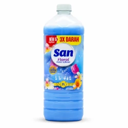 SAN Floral Detergent 70+12 Sachets Pack 39% Free 2L, powerful deep cleaning formula for tough stain removal, floral fresh fragrance, leaves clothes clean and fresh, suitable for all fabric types and daily laundry use with efficiency