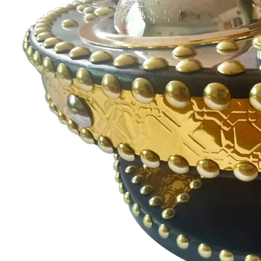 طقم ضيافة تراثي خشبي دائري أسود بقاعدة متحركة وأوعية استانلس ستيل – متين وسهل النقل – من عتاد - عتاد - Image 2