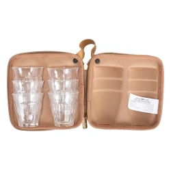 Clear Glass Tea Cups Set (6 pcs) with Dual-Square Shockproof & Water-Resistant Case – Stylish and Portable Design