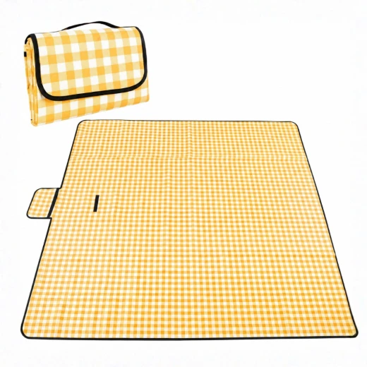 ATAD Portable Yellow Gingham Picnic & Camping Mat 1.5 x 1.5 m - Oxford Fabric Outdoor Blanket with Waterproof PVC Backing ATAD Portable Yellow Gingham Picnic & Camping Mat 1.5 x 1.5 m - Oxford Fabric Outdoor Blanket with Waterproof PVC Backing