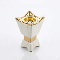ATAD Luxury Marble Incense Burner with Gold Accents (8×8×14 cm) – Modern Bakhoor Holder