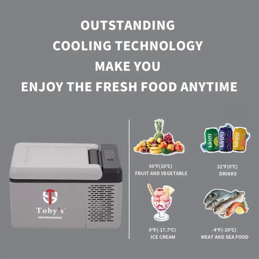 TOBY'S 9 Liter Portable Mini Car Freezer & Refrigerator – 10 Quart 12V/24V DC Fast Cooling Electric Cooler for Outdoor Camping, RV & Trucks - Tobys - Image 2