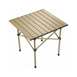 ATAD Portable Roll-Up Aluminum Camping Table (50 × 53 × 50 cm) - Lightweight Foldable Outdoor Picnic & Camp Table in Khaki with Carry Bag