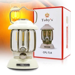 Toby’s LED Camping Lantern (White) – Retro Design, Stepless Dimming, 5000mAh Rechargeable Battery, Ideal for Camping, Emergency & Home Use