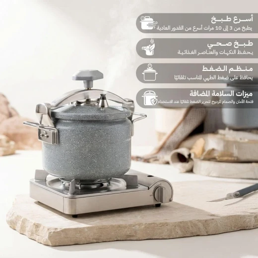 قدر ضغط ألومنيوم ثقيل مطلي سيراميك 7 لتر – طهي سريع وصحي سهل التنظيف ومقاوم للصدأ من عتاد - عتاد - Image 4