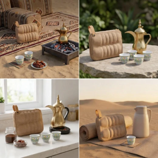 طقم فناجيل قهوة بالنقش العسيري 12 فنجان  16.7×24.2×7.9 سم – حماية ضد الصدمات والرطوبة بتصميم محمول وأنيق من عتاد - عتاد - Image 2