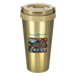Atad High-Quality Stainless Steel Tea & Coffee Mug 400ml, Gold – Portable & Spill-Proof – Elegant Design