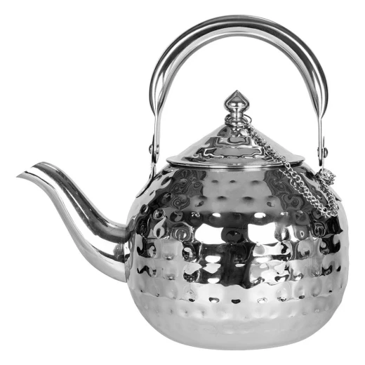 إبريق شاي ستانلس ستيل كلاسيكي منقوش سعة 2.3 لتر – لون فضي – من عتاد - عتاد - Image 4