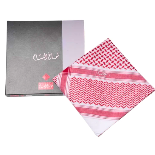 ALBASSAM Premium Red Cotton Shemagh, Size 60 – Cotton Traditional Arab Headscarf - Shemagh albassam - Image 4