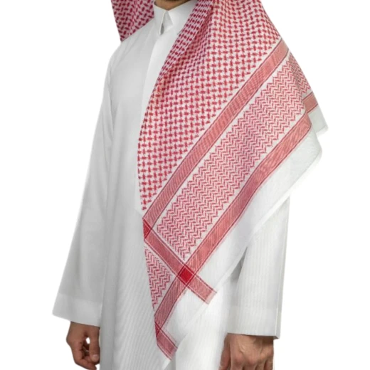 ALBASSAM Premium ALBASMA 27 Shemagh – 100% Pure Cotton Traditional Red & White Headscarf 52 - Shemagh albassam - Image 3