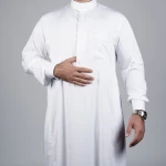 ثوب أبيض مطرّز رجالي مقاس (3 اكس لارج-60) بتفاصيل فاخرة وخياطة راقية من مدراز - مدراز