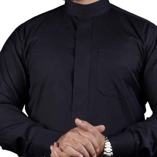 ثوب كحلي سادة مقاس (لارج) بتصميم أنيق وخياطة متقنة – من مدراز - مدراز - Image 2