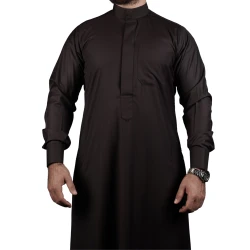 MIDRAZ Brown Plain Thobe, Size (L) – Classic Minimal Design