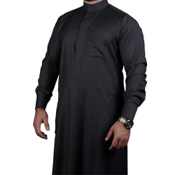 MIDRAZ Plain Grey Thobe, Size (2XL) – Soft, Comfortable Fabric, Elegant Minimalist Design