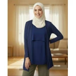 Fit Mama Breastfeeding Shirt - Blue, Size XL, Soft, Stretchy, Discreet Nursing Access - Fit mama