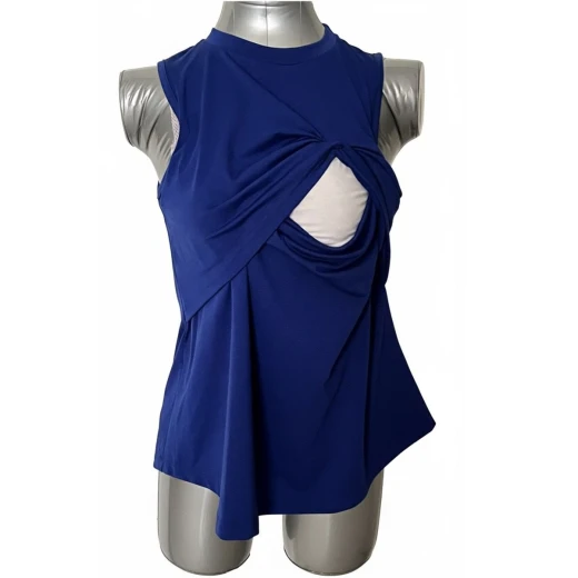 Fit Mama Breastfeeding Shirt - Blue, Size Medium, Soft, Stretchy, Discreet Nursing Acess - Fit mama - Image 2