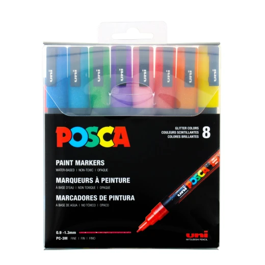طقم ماركر PC-3M ,8 ألوان لامعة بطرف دقيق, حبر معتم قائم على الماء وغير سام, يجف بسرعة وقابل للطبقات, مثالي للفنون، التزيين، والأعمال اليدوية, صناعة يابانية من بوسكا طقم ماركر PC-3M ,8 ألوان لامعة بطرف دقيق, حبر معتم قائم على الماء وغير سام, يجف بسرعة وقابل للطبقات, مثالي للفنون، التزيين، والأعمال اليدوية, صناعة يابانية من بوسكا