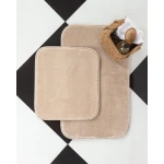 طقم سجاد حمام 2 قطعة من كارول, لون موكا (Mink)، ناعم وغير قابل للانزلاق، 100% بوليستر، مقاسات 50×80 سم و45×50 سم, صناعة تركية من مدام كوكو - مدام كوكو
