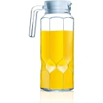 Luminarc Octime Diamond Glass Jug with Lid, 1.3L Clear Toughened Glass Pitcher, Elegant, Durable, and Fridge-Friendly, Ideal for Water, Juice, Fizzy Drinks - Luminarc