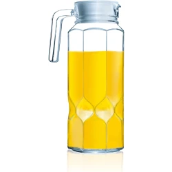Luminarc Octime Diamond Glass Jug with Lid, 1.3L Clear Toughened Glass Pitcher, Elegant, Durable, and Fridge-Friendly, Ideal for Water, Juice, Fizzy Drinks