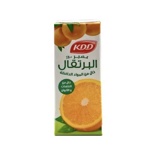 عصير برتقال 180 مل، مشروب فواكه لذيذ ومنعش مصنوع من البرتقال الطبيعي، غني بالعناصر الغذائية ومناسب لجميع الأعمار من كي دي دي