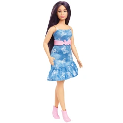 Barbie Fashionistas Doll #231 with Purple Hair Denim Butterfly Dress and Boots for Girls
