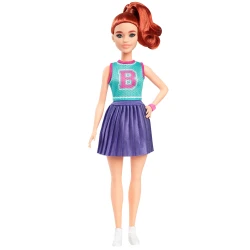 Mattel Barbie Fashionistas Doll #232 Red Hair Jersey Top Purple Skirt Kids Toy Gift