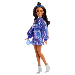 Mattel Barbie Deluxe Style Doll #7 Metallic Blue Outfit Fashion Play Set with Accessories