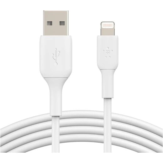 كيبل بيلكين بوست تشارج USB-A إلى لايتنينغ، بطول 1 متر، أبيض (عبوة من قطعتين)