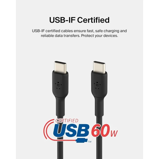 كيبل بيلكين BoostCharge USB-C إلى USB-C (1 متر/3.3 قدم) - شحن سريع ونقل بيانات لأجهزة iPhone و Samsung والمزيد - بيلكين - Image 6