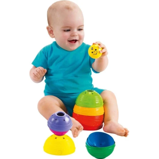 Fisher-Price Stack & Roll Cups, 10 Colorful Numbered Stacking & Nesting Cups with Rattle Ball, Baby Developmental Toy, Ages 6+ Months - Image 5